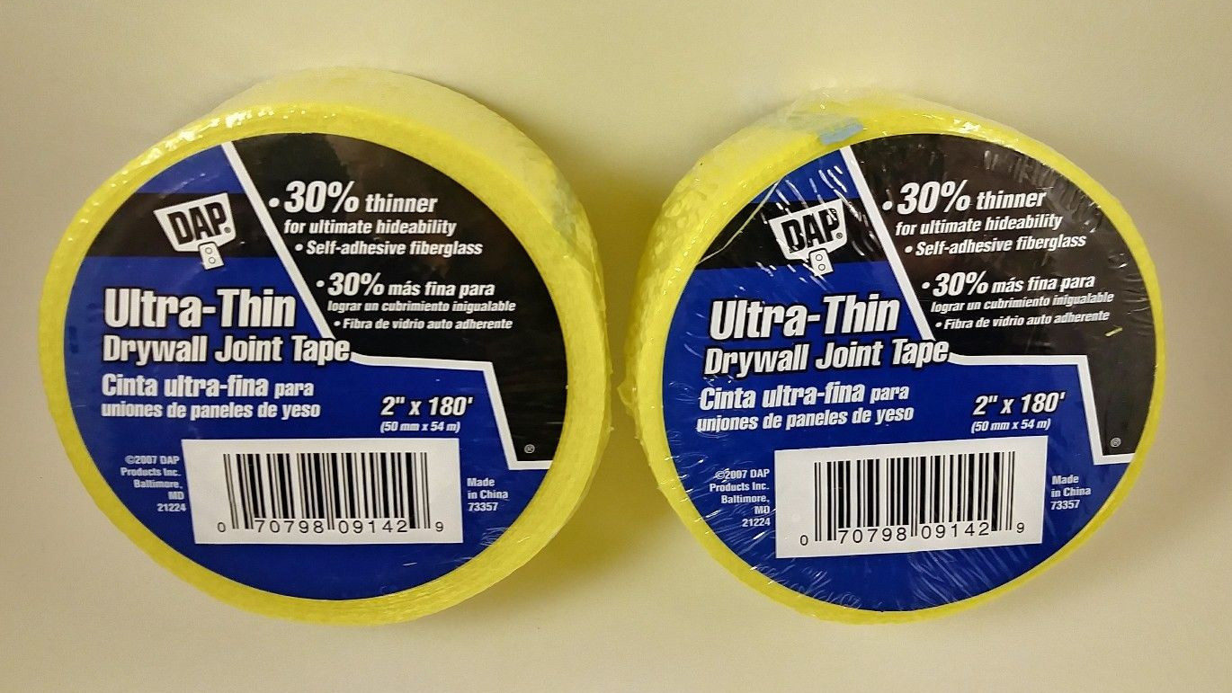 2 Rolls DAP Ultra Thin Fiberglass Adhesive Drywall Joint Tape 2" x 180' - NEW