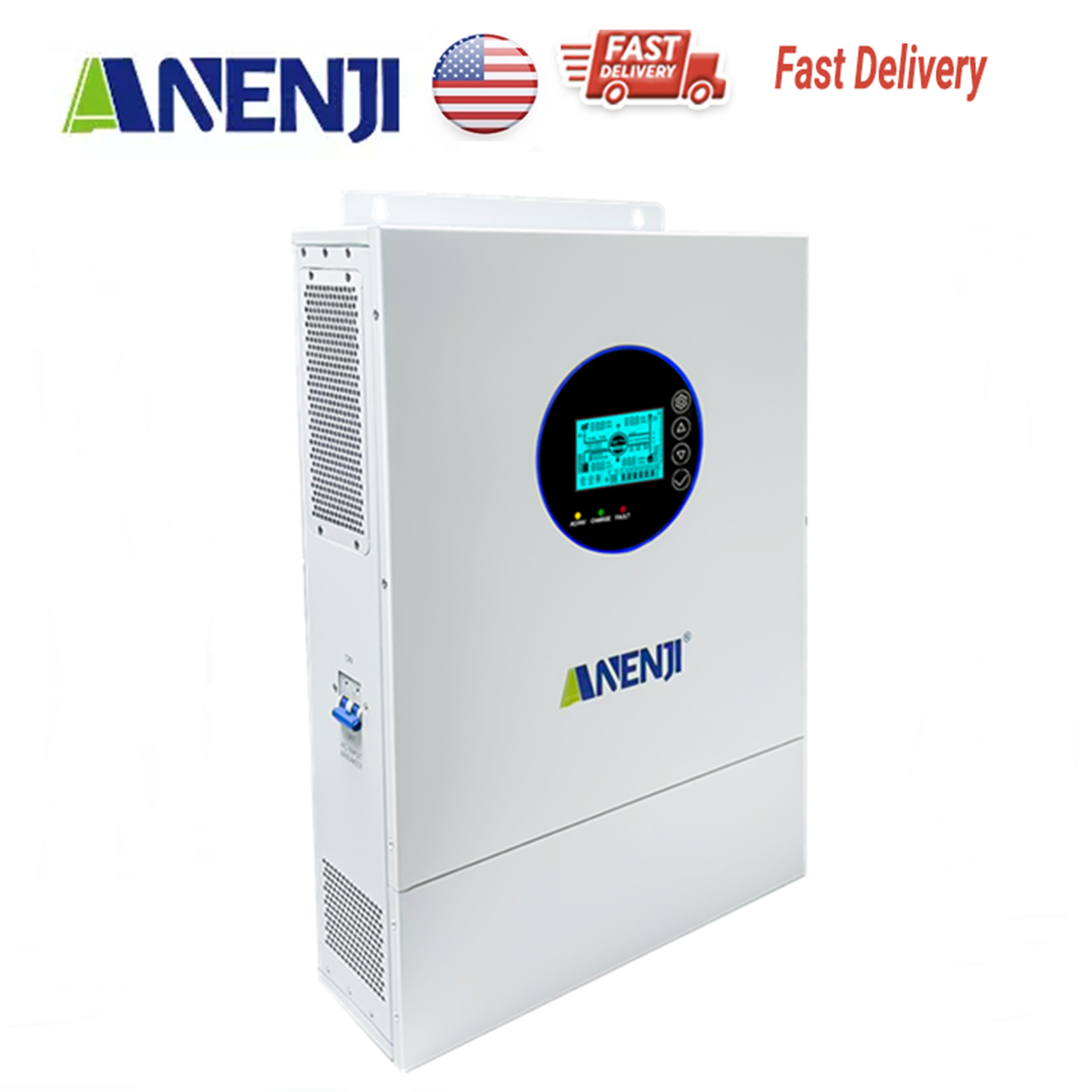 ANENJI 12KW 48V Solar Hybrid Inverter AC 120V/240V Split Phase 2*MPPT 200A US