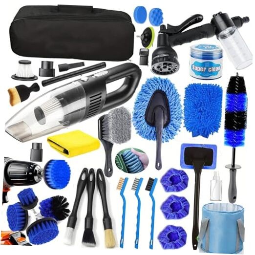 36Pcs Car Detailing Kit, Car Detailing Brush Set, Car Wash Cleaning Kit, Black