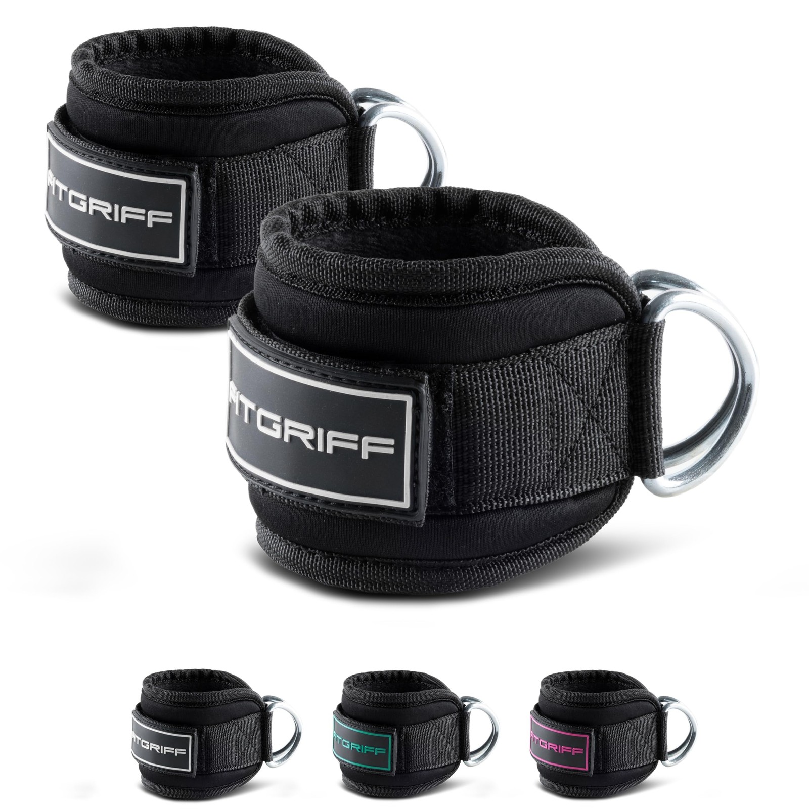 Fitgriff® Ankle Straps V3 for Cable Machine (2 Pieces) - Gym Workout Equipm