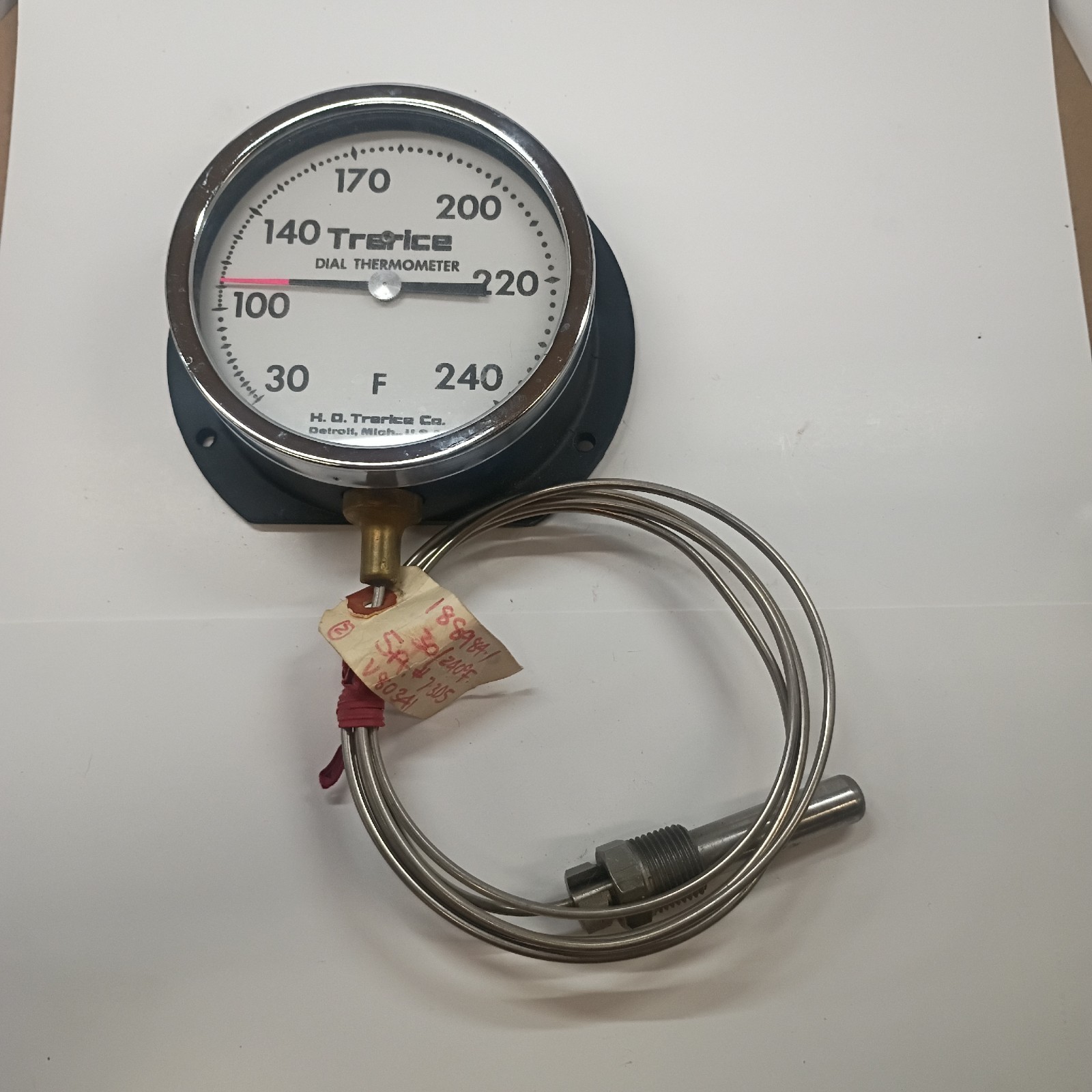 Trerice Dial Thermometer With Temprature Sensor And Capillary Tube. NOS.