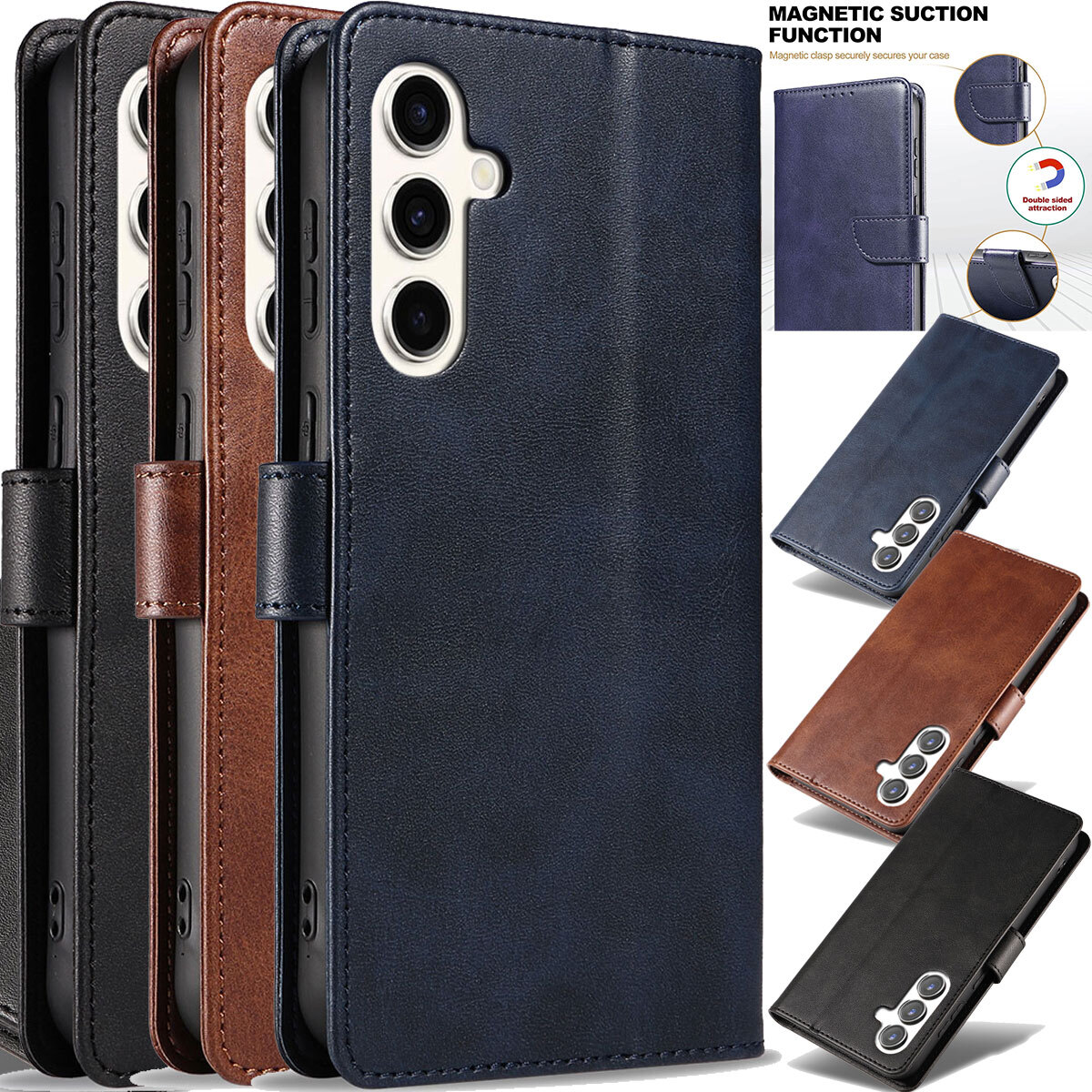 For Samsung Galaxy S23 Plus/Ultra/FE Leather Card Slots Wallet Case Flip Cover