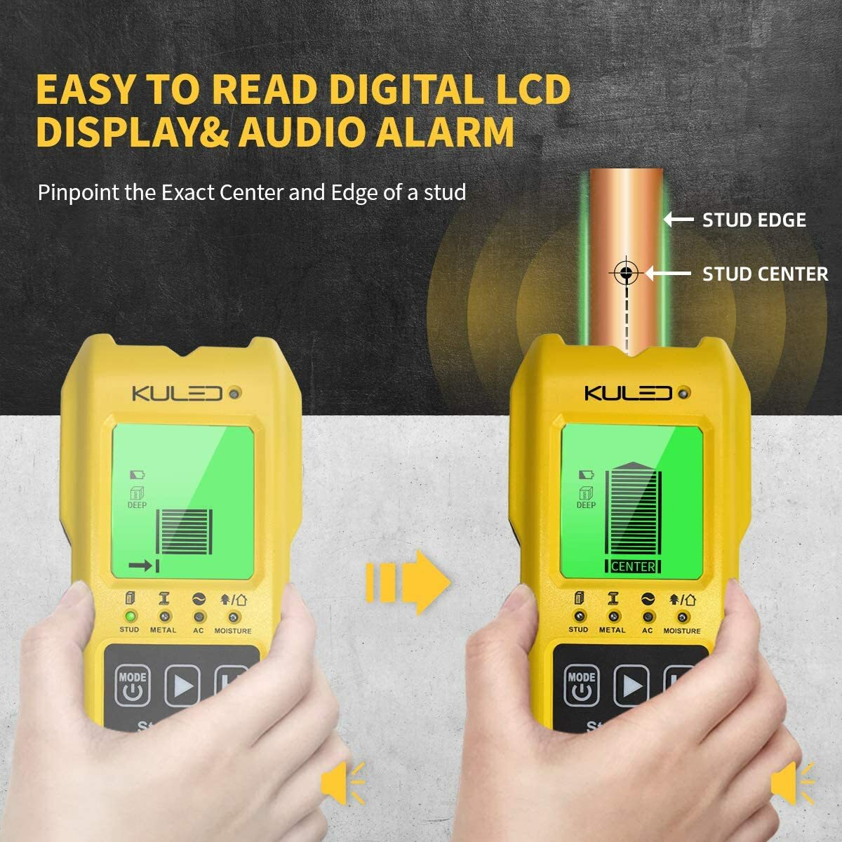 Stud Finder, moisture meter 7 In 1 Multi-Function Wall Stud Sensor Detector LCD