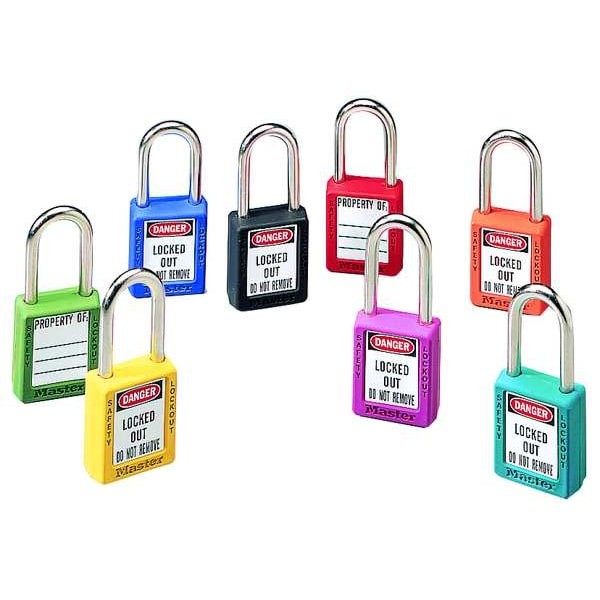 Master Lock 411Blk Lockout Padlock, Keyed Different, Thermoplastic, Black, 1
