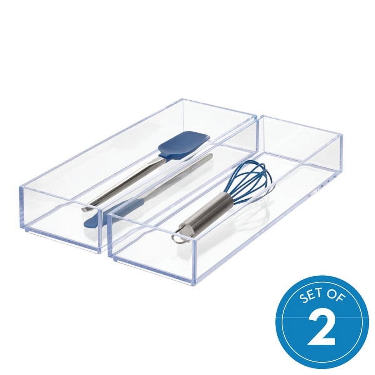 Clarity Plastic Drawer Organizer 4" x 12" x 2", 2-Piece, Clear