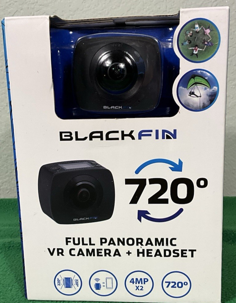 New Sealed Black Fin BF-720AM 720 Full Panoramic VR Action Camera & Headset
