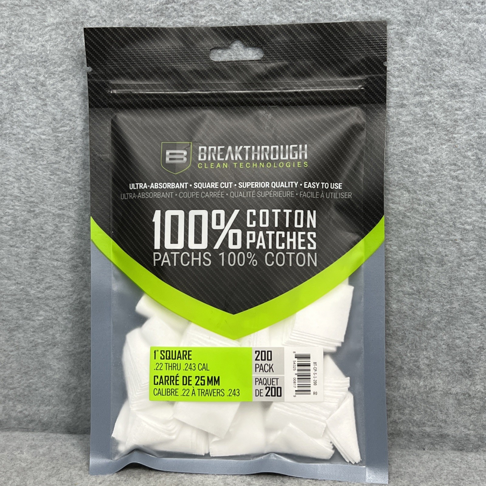Breakthrough Clean Technologies 100% Cotton Patches 1" Square 200 count NIP