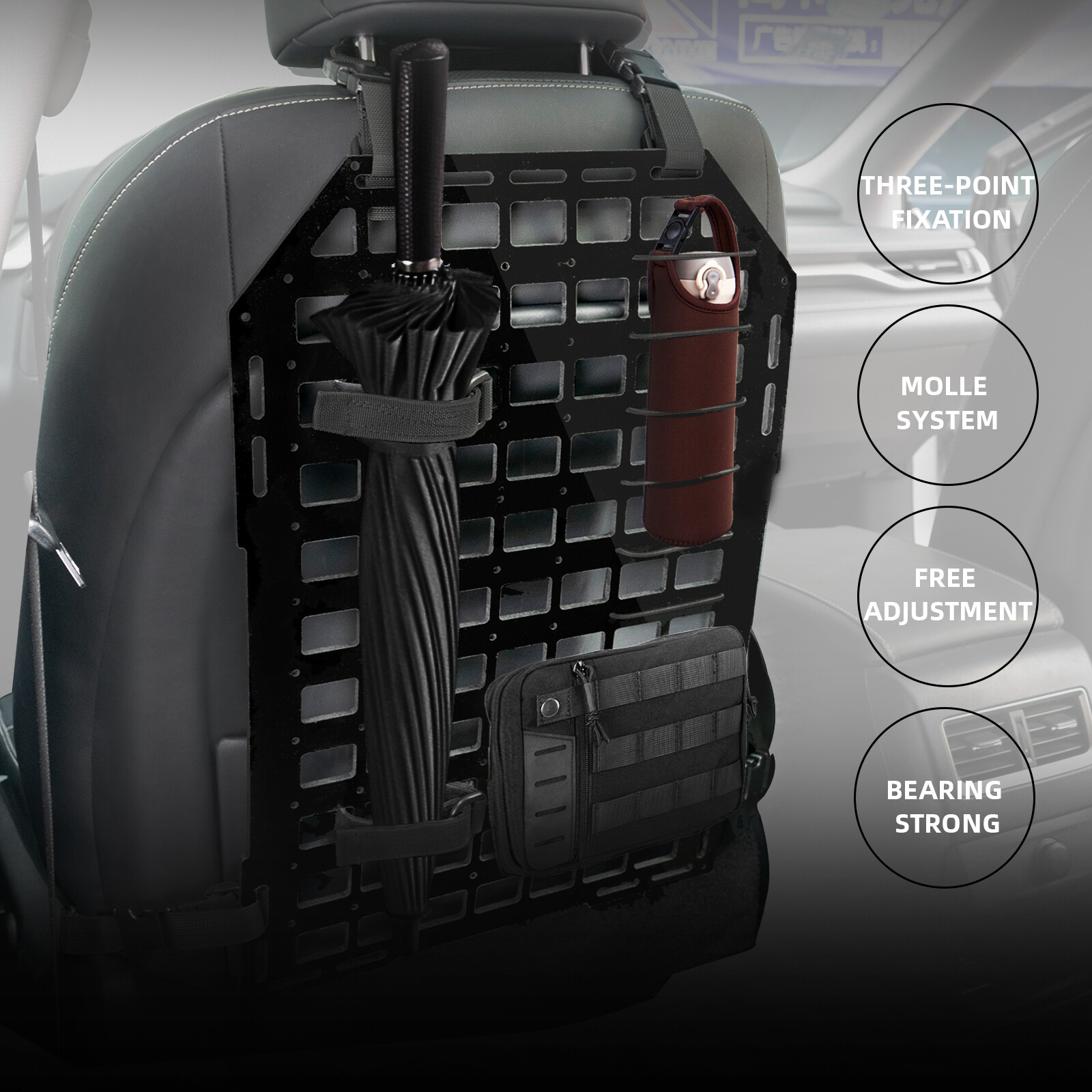 2pc Tactical Rigid MOLLE Panel Car Vehicle Seat Back hunting Storage Organizer