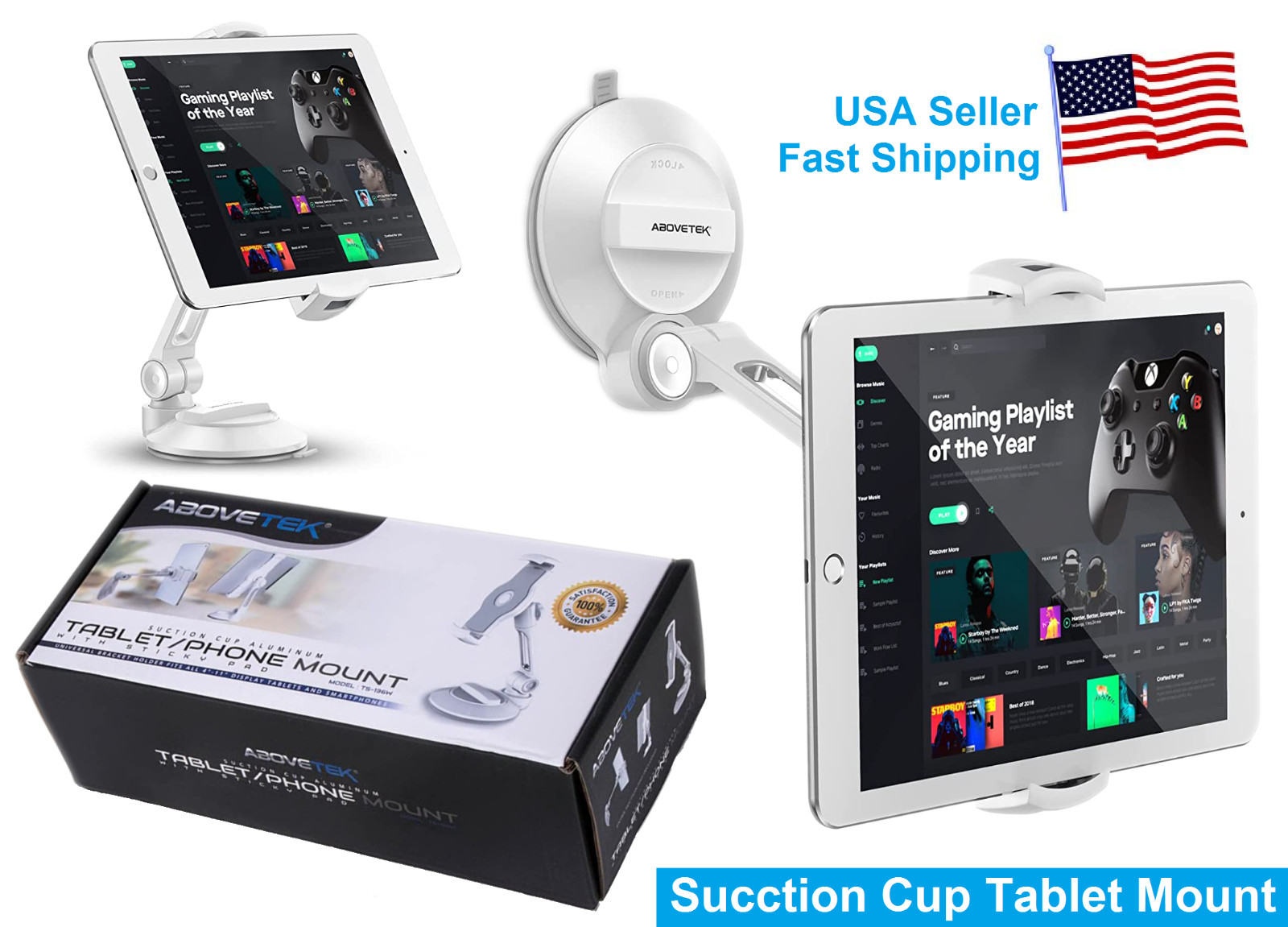 Suction Cup Smartphone Tablet Holder Mount For Car 360 Rotation 4" to 11"