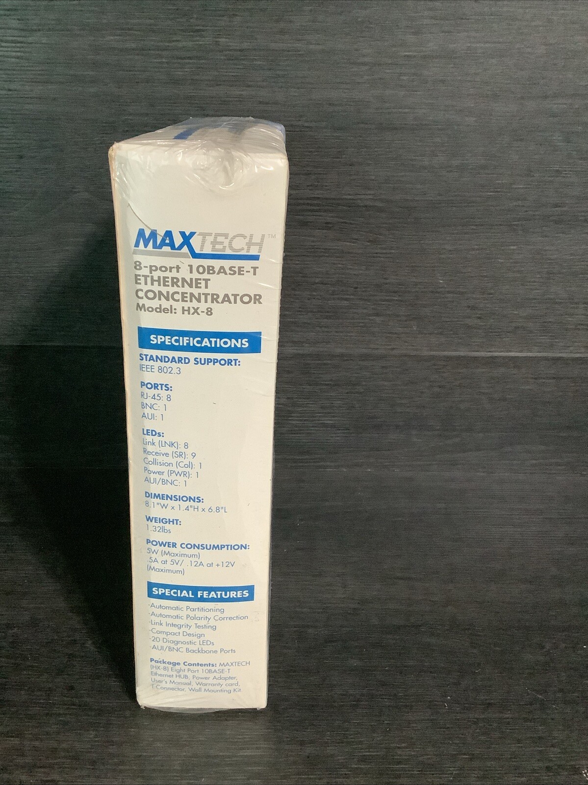 MaxTech 8 Port 10Base-T Ethernet Concentrator Ethernet HX-8