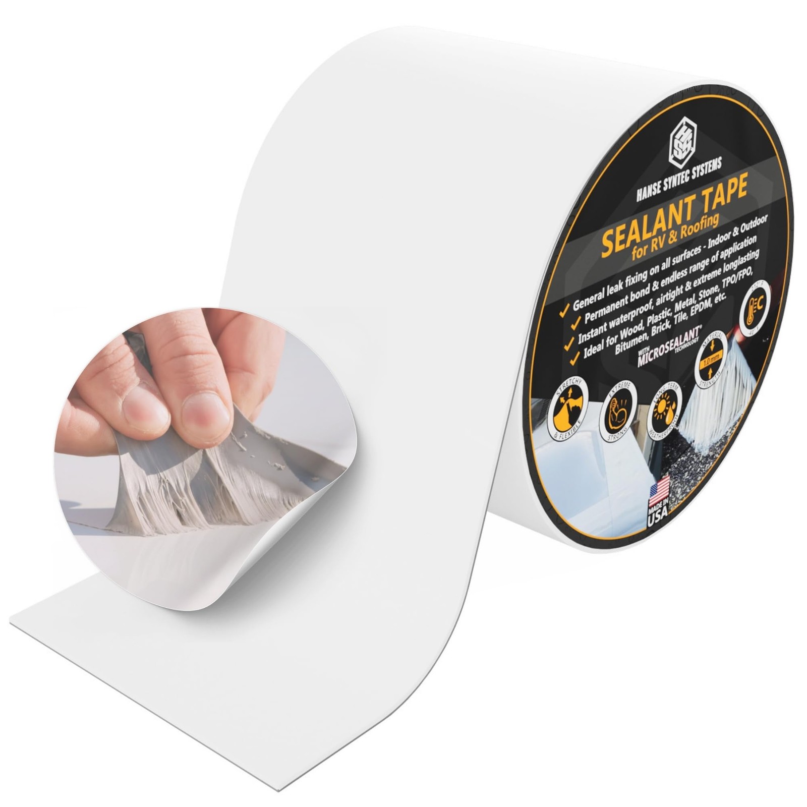 Hanse Syntec HSS RV & Roof Repair Waterproof Sealant Tape 2in x25ft White UV