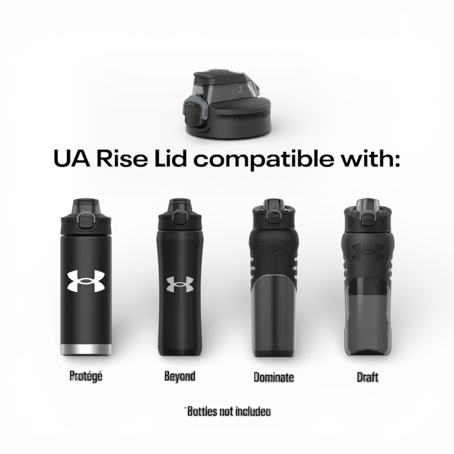 Under Armour Replacement Rise Lid, Black, Compatible Water Bottle Accessory