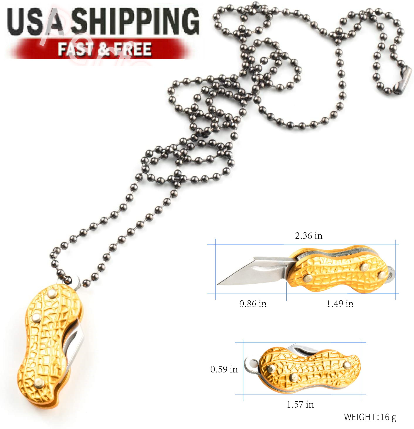 Multi-functional Peanut-Shaped Outdoor Portable Folding Knife Mini ( Gold ) Gift
