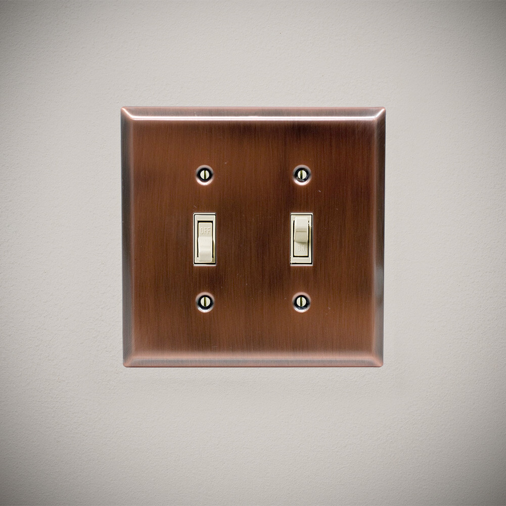 GE 57383 Double Switch Wall Plate, Copper Finish