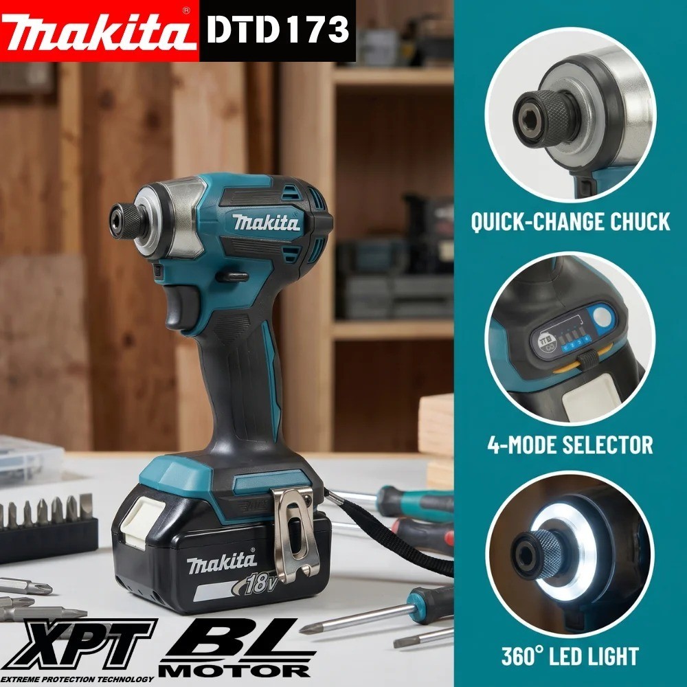 2026 Makita DTD173 18V Cordless Impact Driver BL Brushless Motor Electric Drill