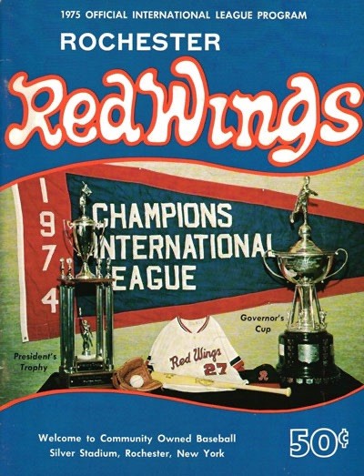 1975 Rochester Red Wings Official Program Cover On 12x8in Metal Sign