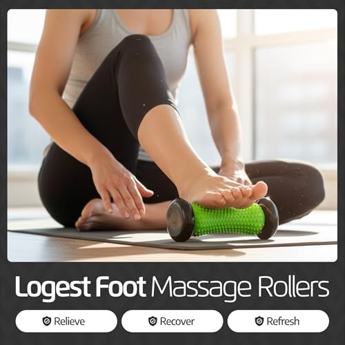 Logest Foot Massage Roller - Trigger Point Therapy - Blue & Green - 2 Pack
