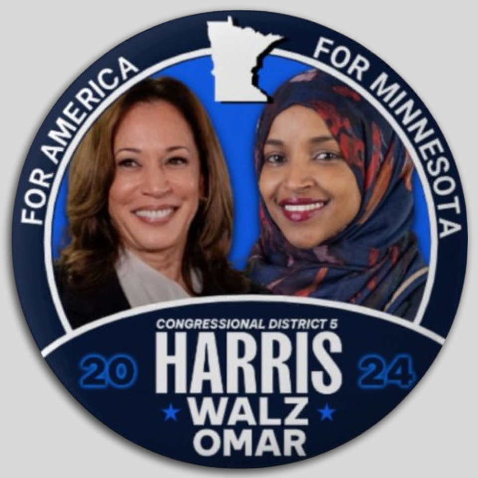 Kamala Harris Ilhan Omar Congress Pin Button Jugate Minnesota Democrat Pres
