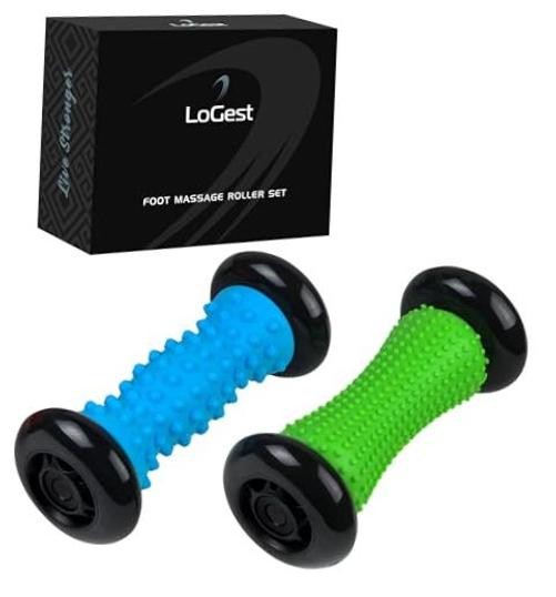 Logest Foot Massage Roller - Trigger Point Therapy - Blue & Green - 2 Pack