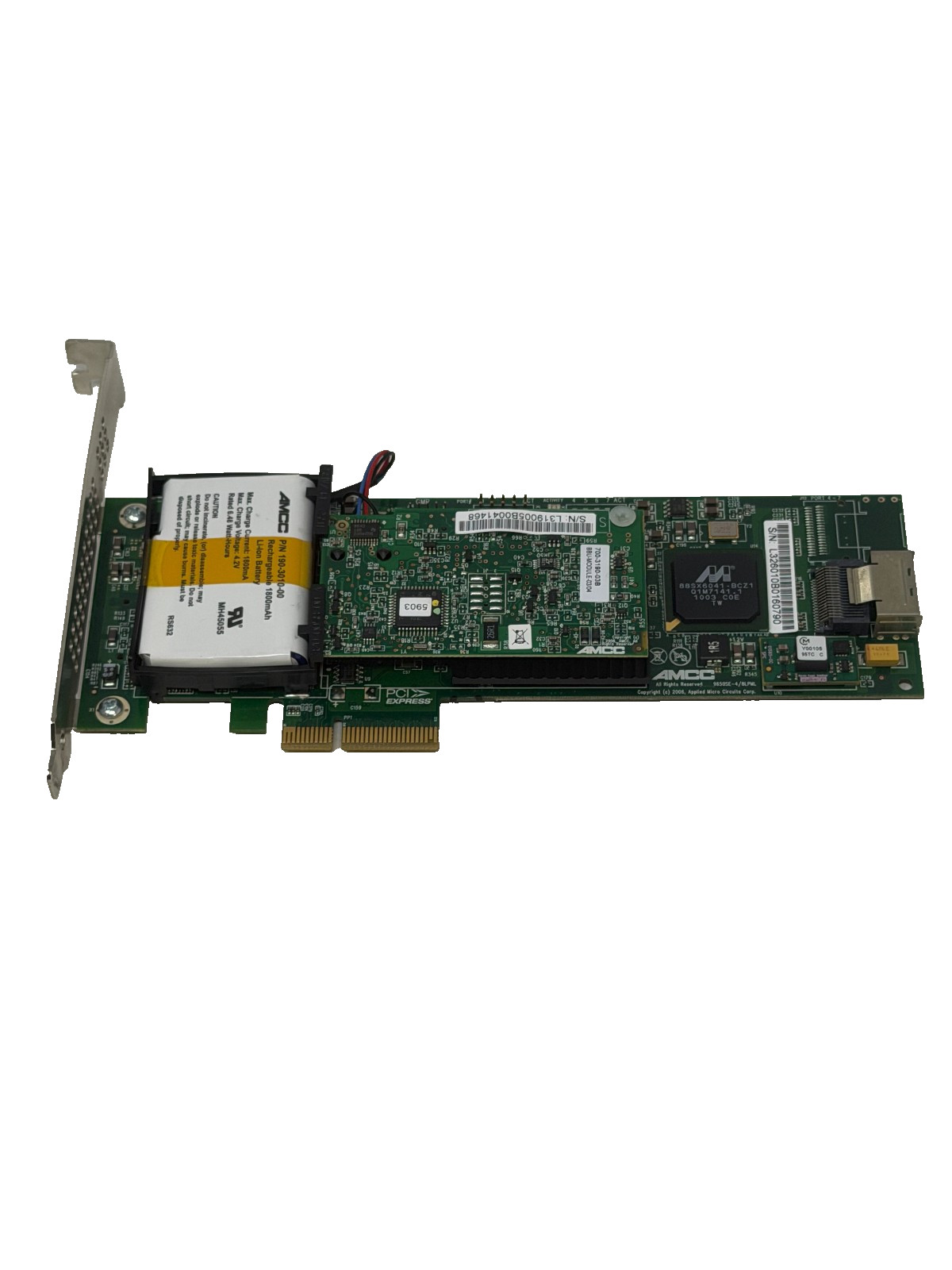 AMCC 4 Port SATA Raid Controller Card & BBU Module 700-3190-03B 9650SE-4LPML