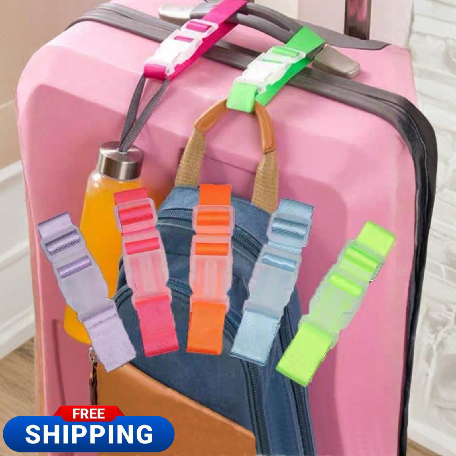 2 Pack Adjustable Luggage Strap Suitcase Belt Travel Baggage Straps Bright Color