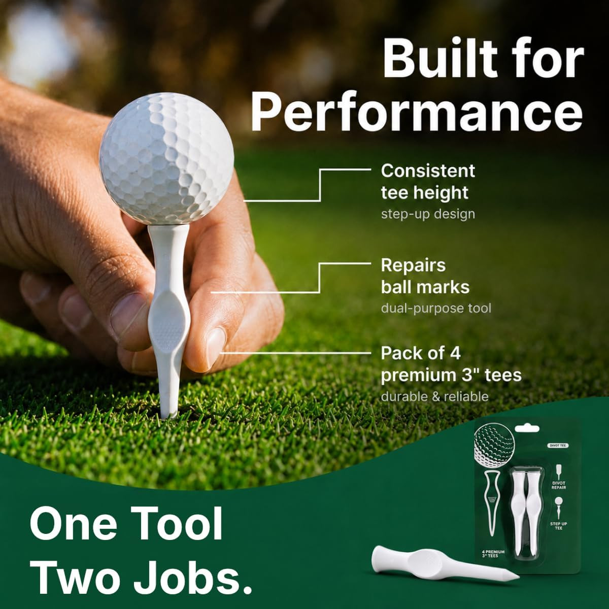 Step up Golf Tee & Divot Repair Tool – 3'' Caddy Splash