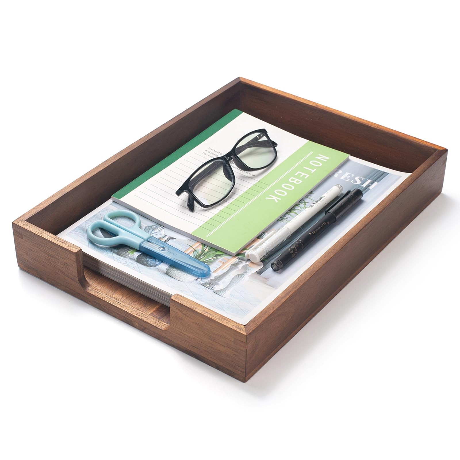 Wood Letter Tray, Acacia Desk Wooden 13.4" x 9.8" x 2", Natural