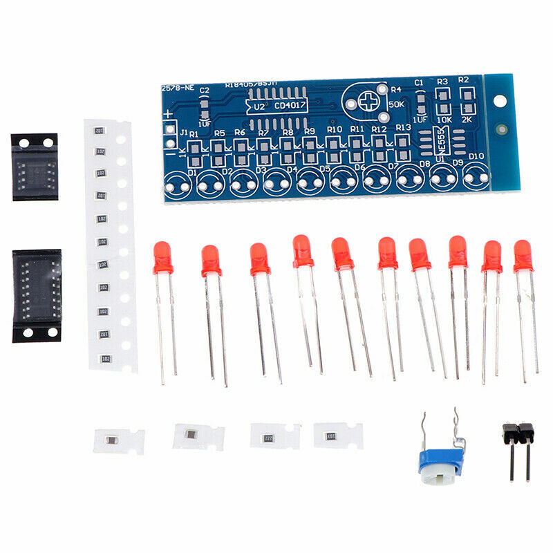 NE555+CD4017 Chaser Water Flowing Light LED Module DIY Soldering Practice Module