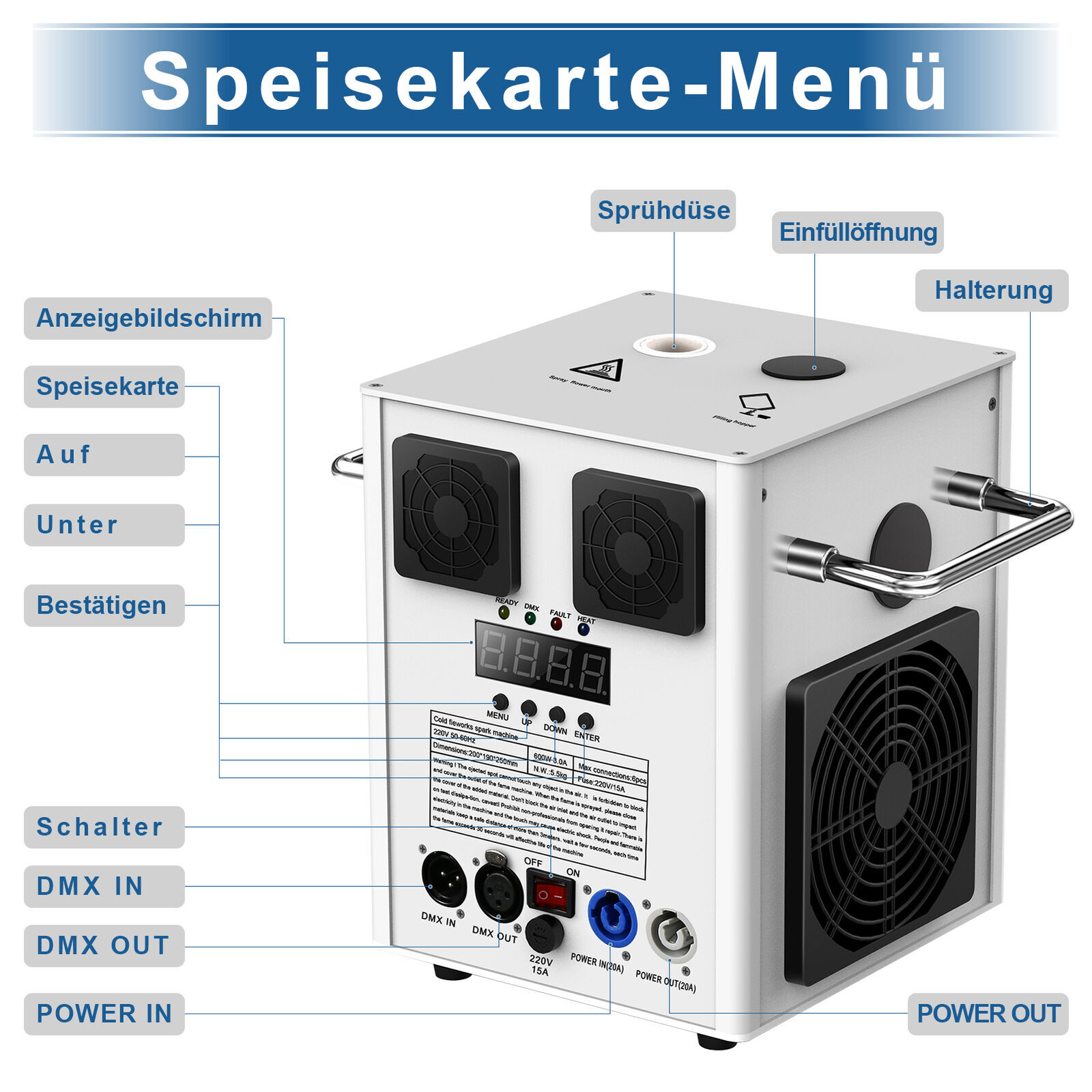 700W Cold Spark Machine Stage Effect DMX Firework DJ Event Party Wedding Xmas
