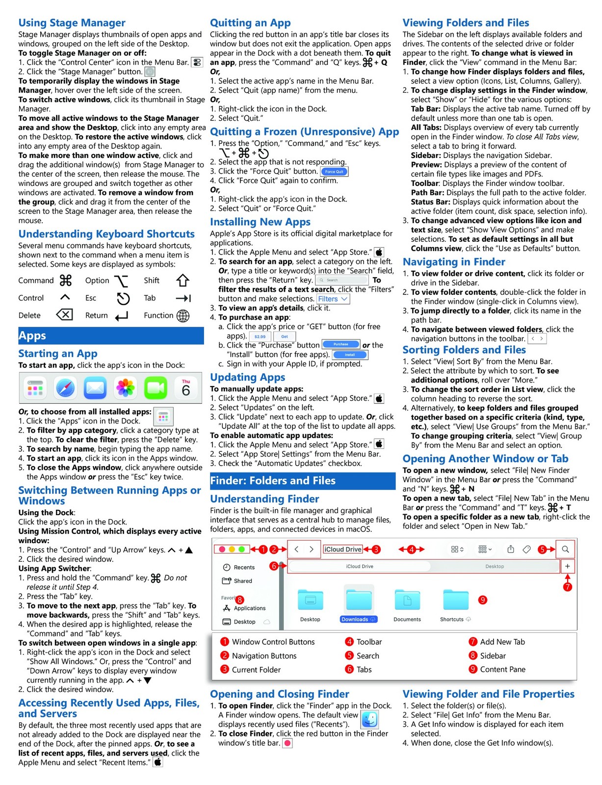 macOS Training Guide Quick Reference Card 4 Page Tutorial Cheat Sheet (Mac OS)