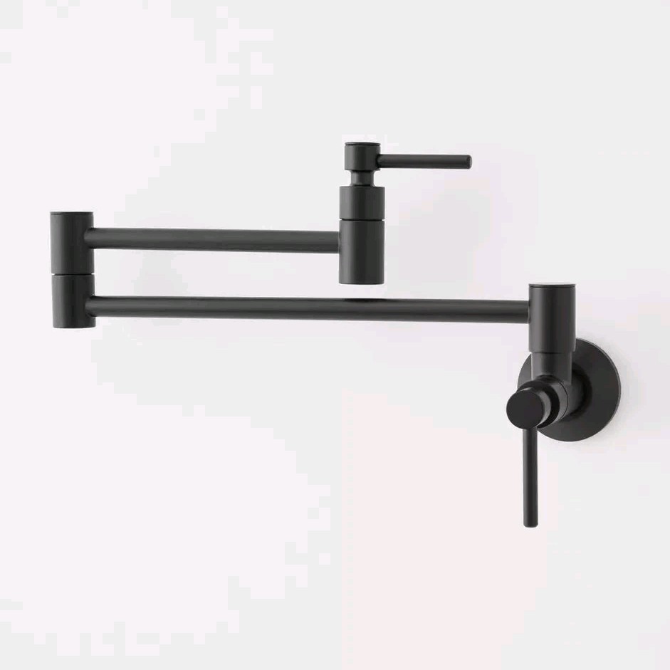 Signature Hardware Retractable Wall-Mount Pot Filler Matte Black SH349721MB