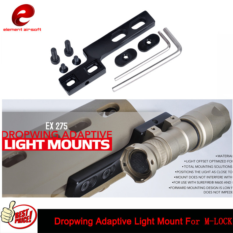 Tactical Dropwing Adaptive Flashlight Offset Mount For MLOK Sided Rail