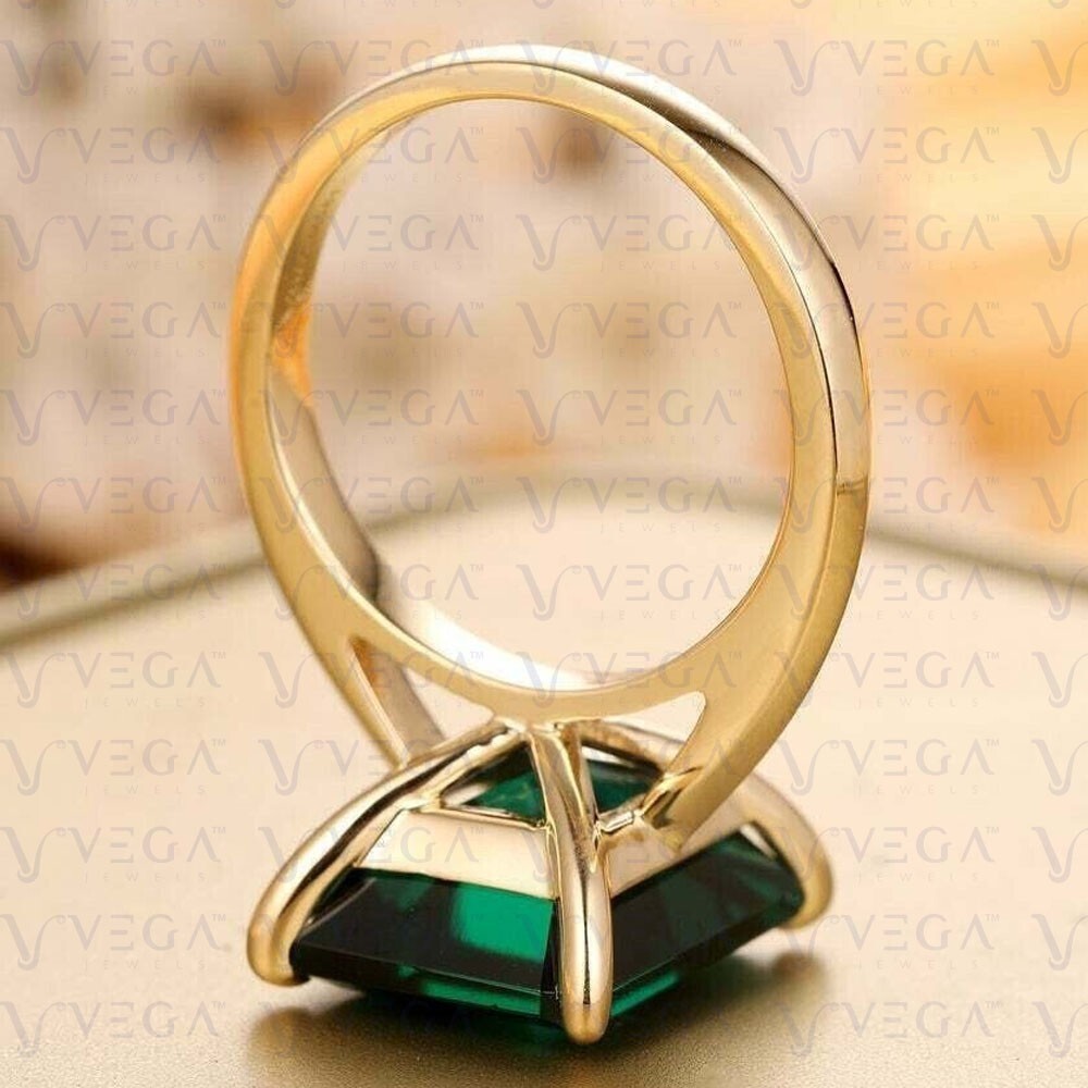 6.00Ct Emerald Natural Emerald & Diamond 100% 14k SOLID Yellow Gold Wedding Ring