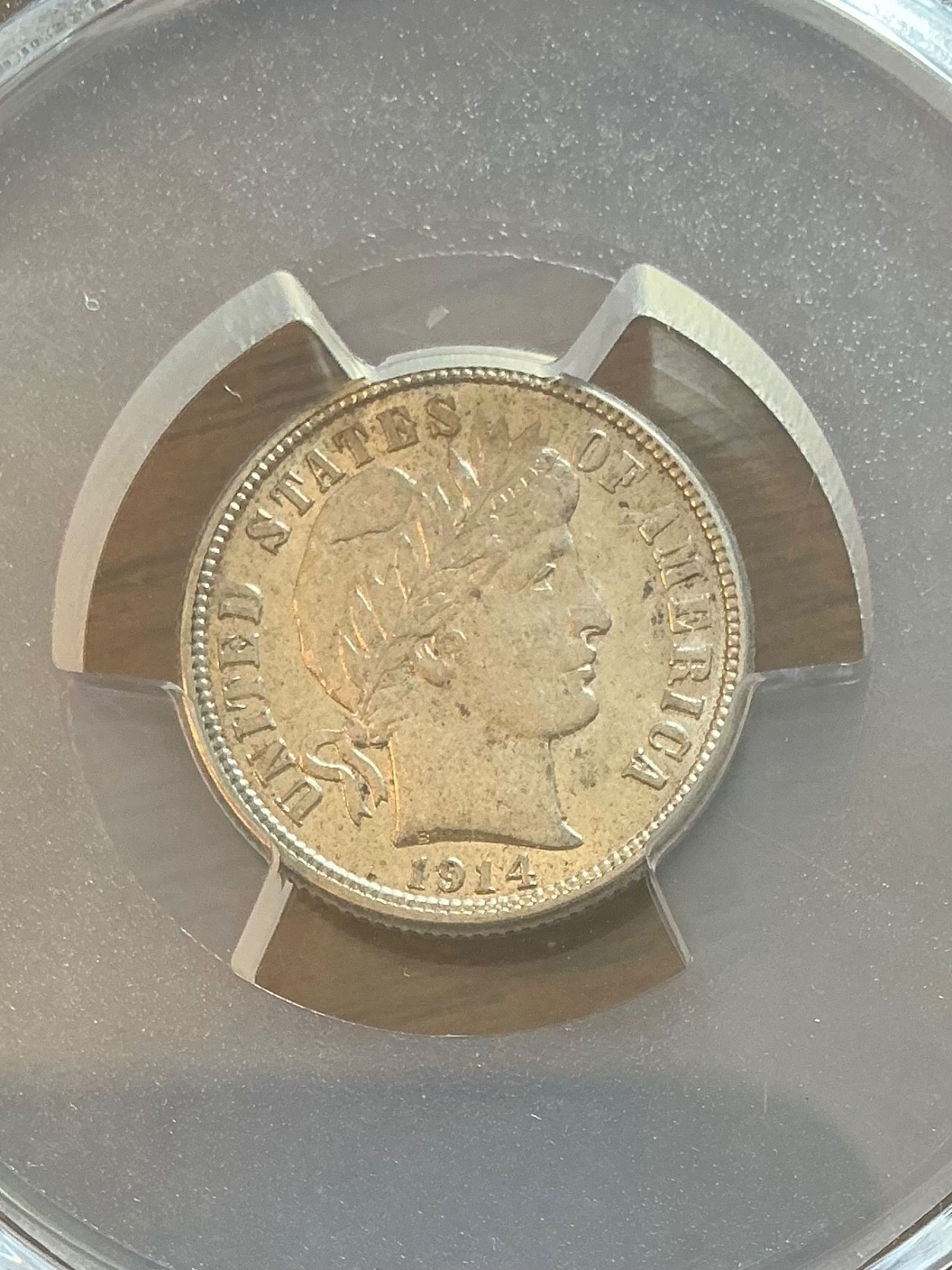 PCGS AU58  1914 S BARBER DIME BRIGHT WITH GRET LUSTER VERY NICE