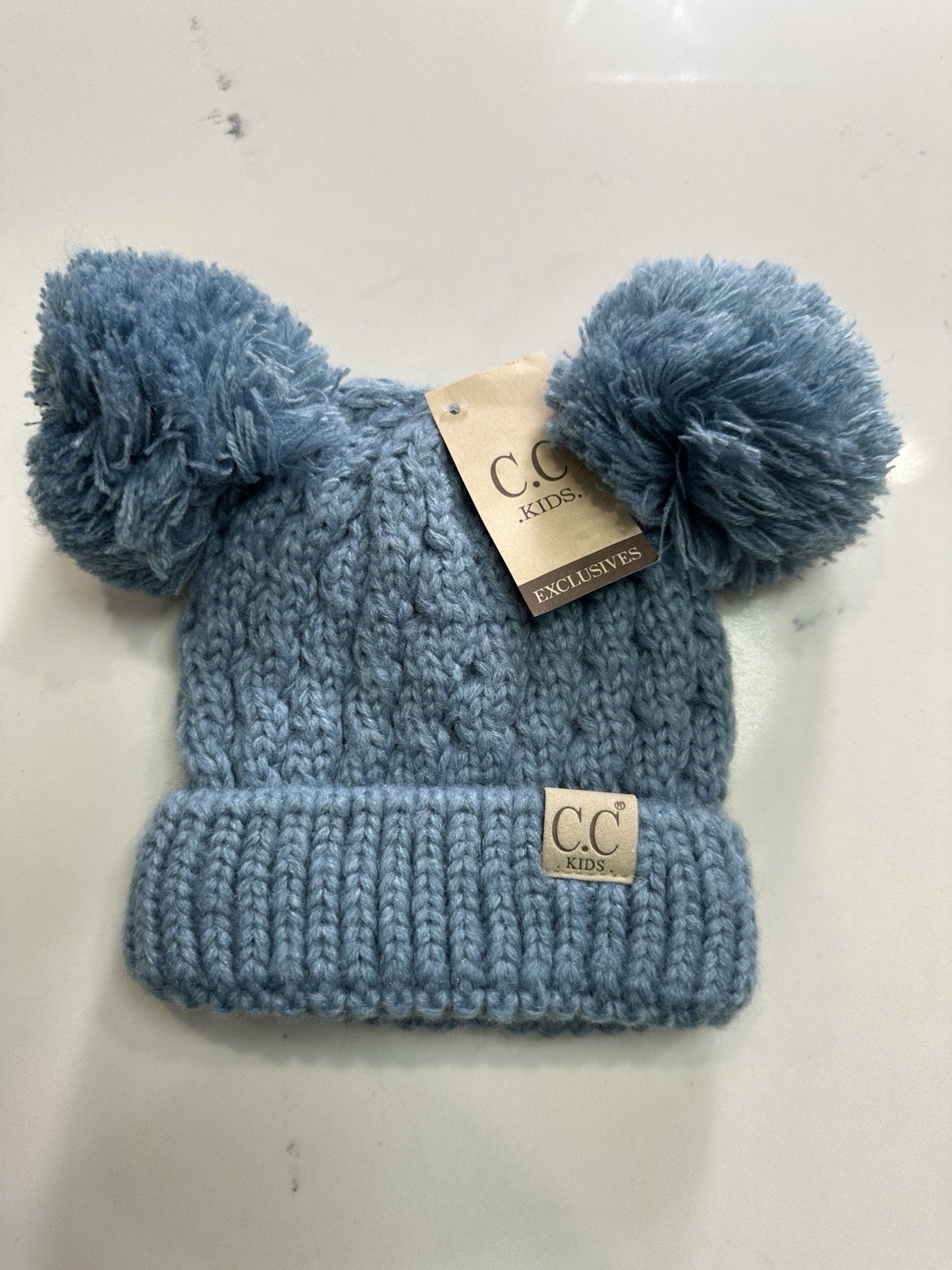 C.C Exclusives Childrens Place Pompom Knitted Beanie for Kids One Size Blue-0031