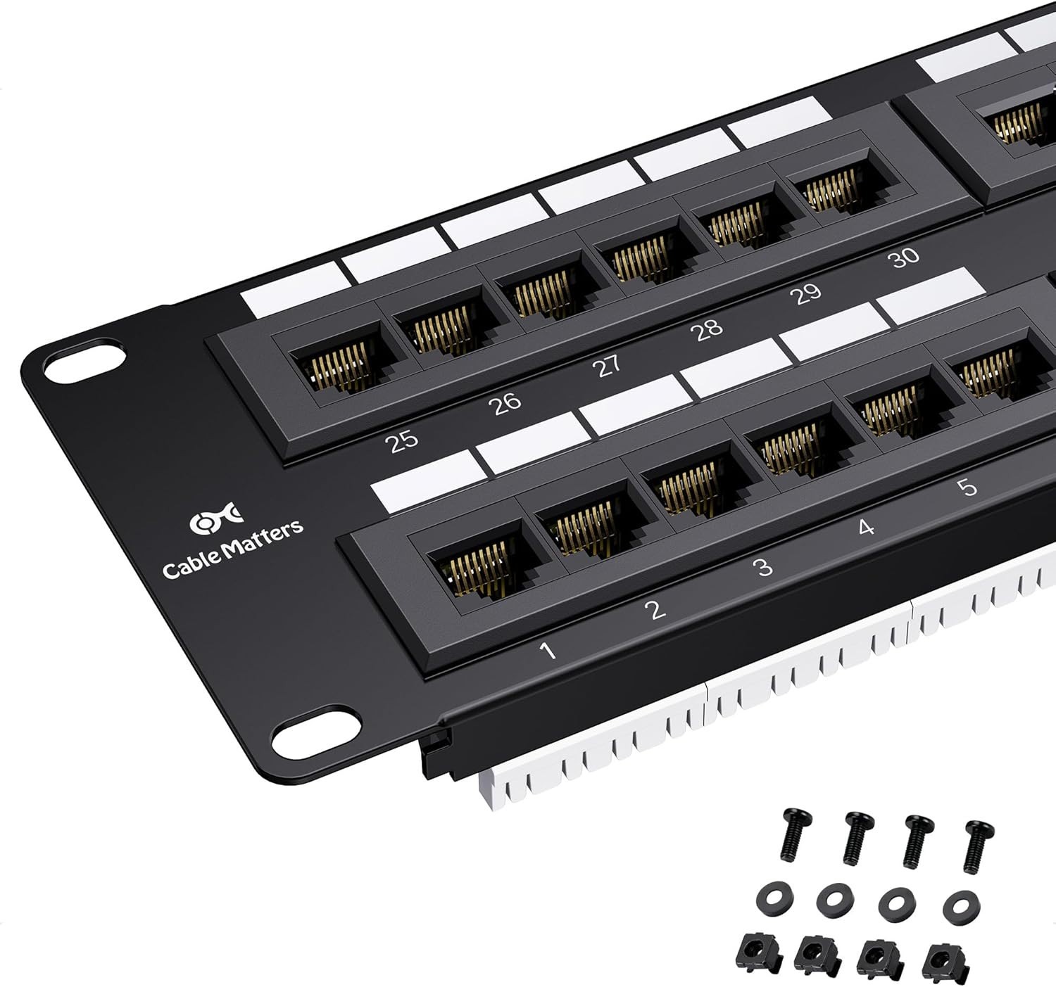 [UL Listed] 48 Port Patch Panel Rackmount or Wall Mount 19-Inch, 2U Cat6 Network