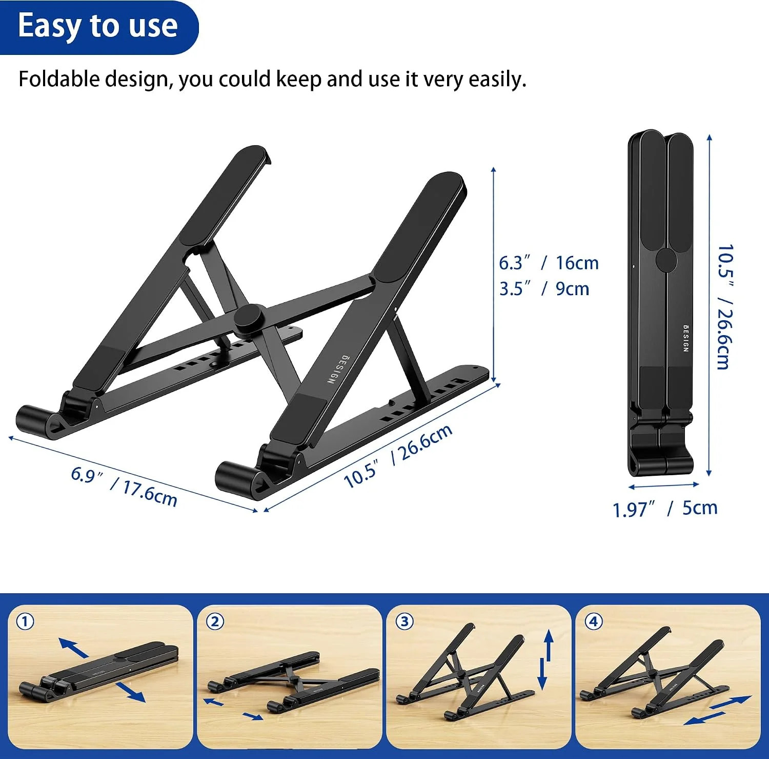 LS01 Pro Ergonomic Laptop Stand, Plastic Laptop Riser, Portable and Adjustable