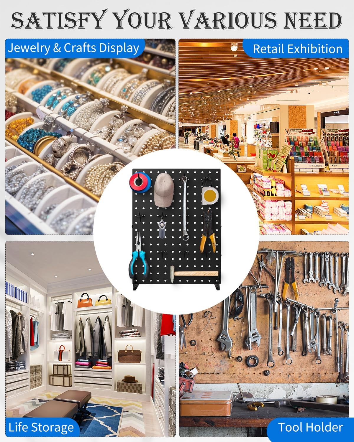 2Pcs Pegboard Display Racks With 24 Peg Hooks for Craft Show Display Rack, Me...