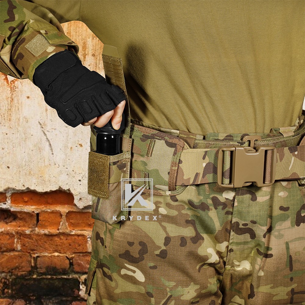 KRYDEX Tactical Flashlight Holster Low Profile Pouch Green MOLLE&Belt System