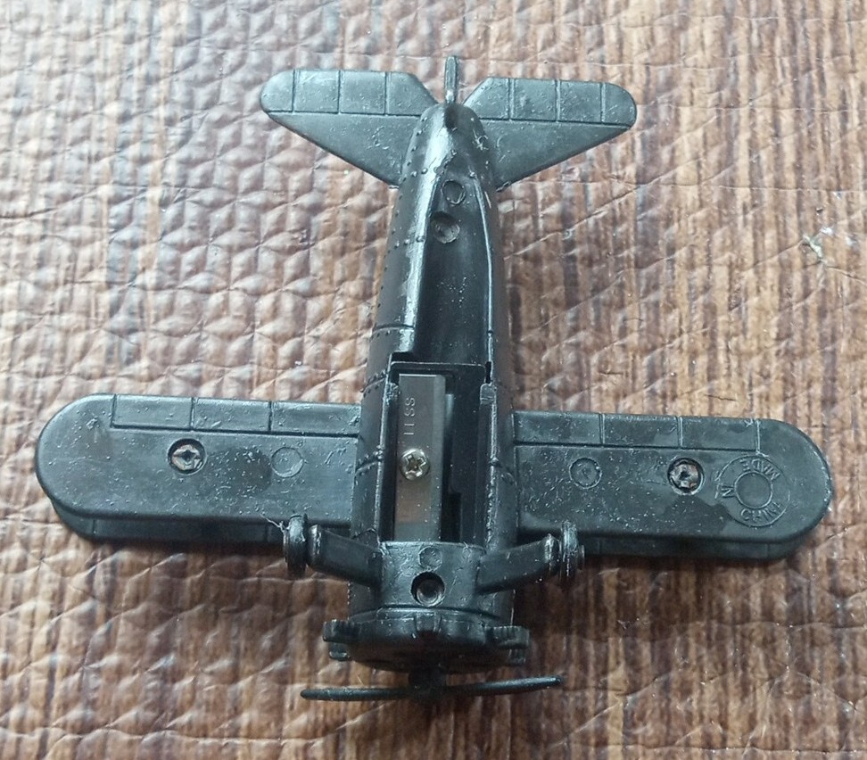 Vintage Miniature Bi-Plane Die Cast Pencil Sharpener