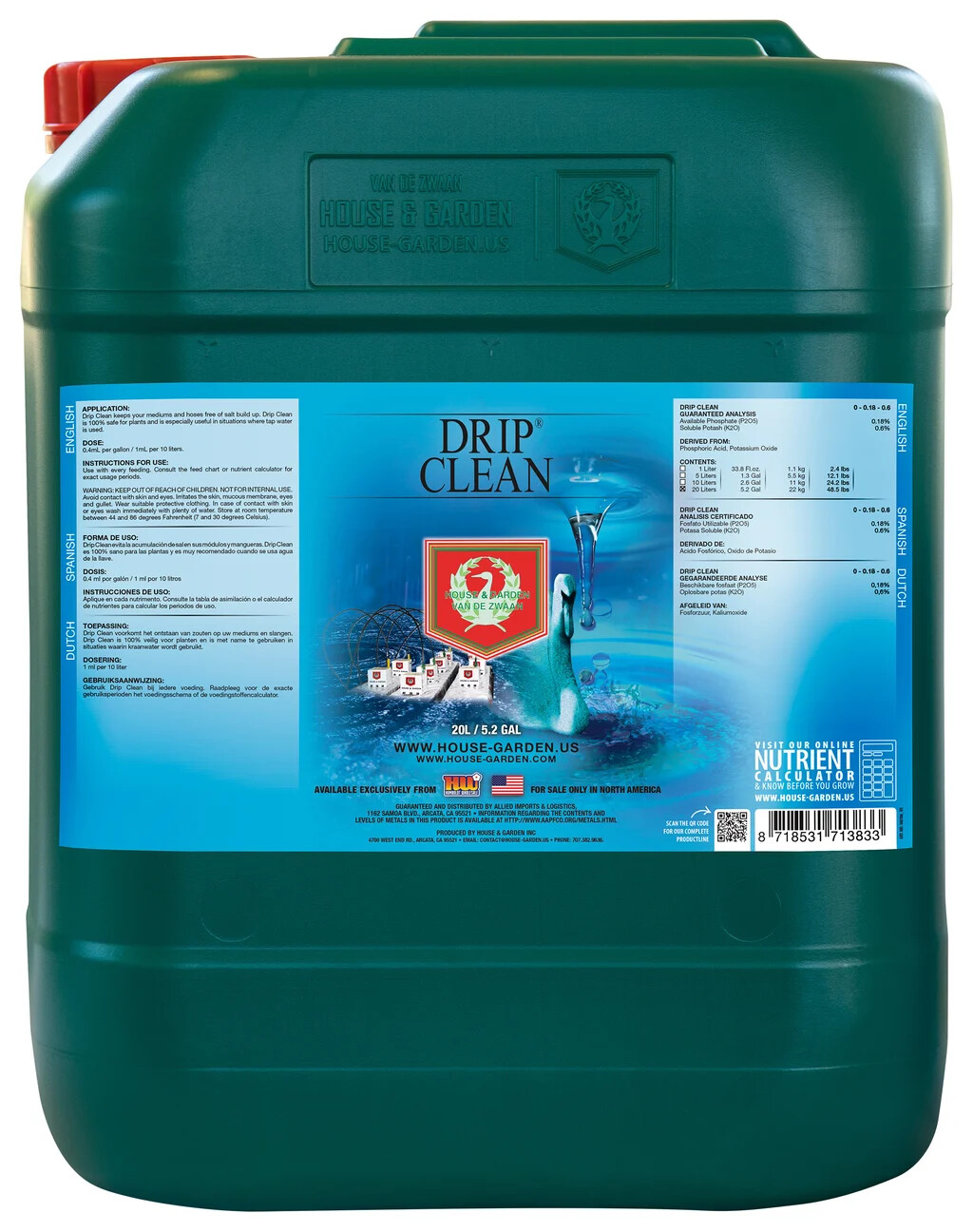 HG HOUSE AND GARDEN - DRIP CLEAN 20L/5GAL