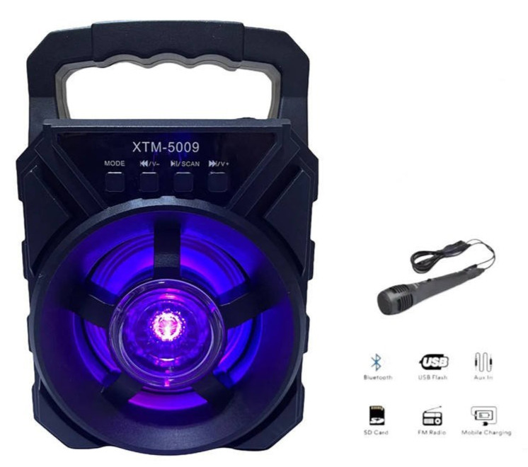 Portable Mini Bluetooth Speaker Karaoke Machine with Microphone & RGB LED Lights