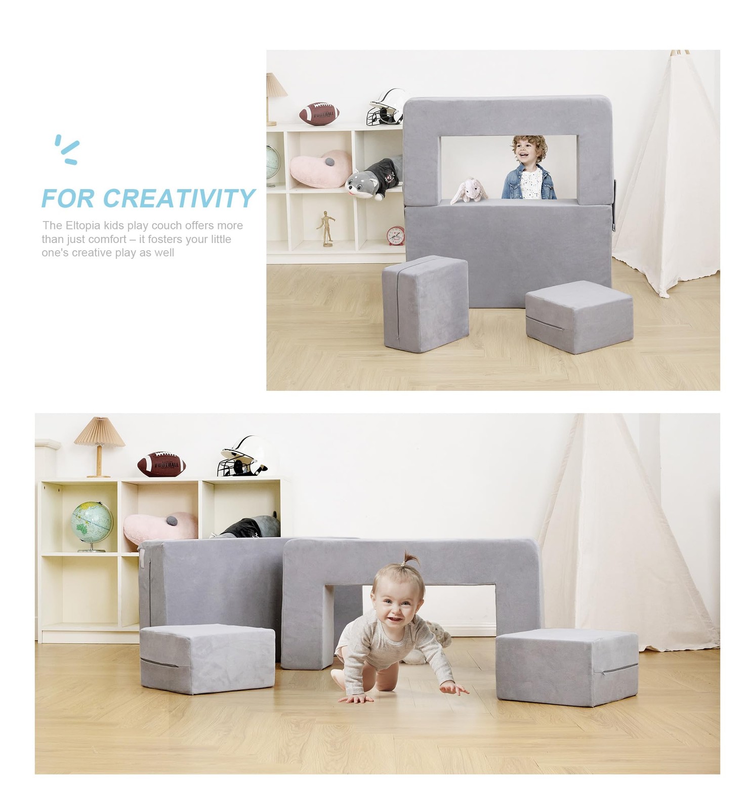 Modular Kids Sofa,Toddler Couch Foam Armchair for Kids, Children Convertible ...