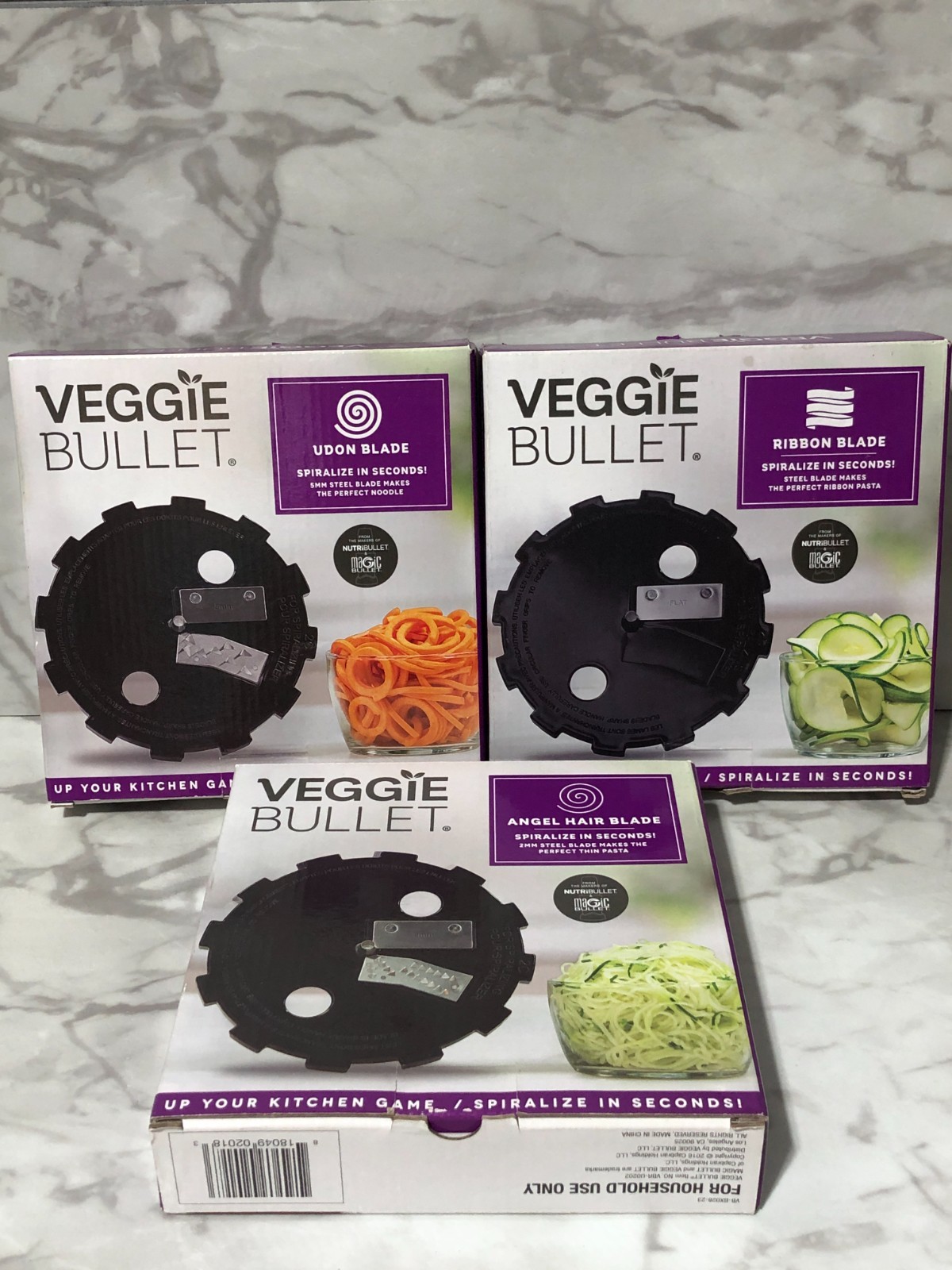 Veggie Bullet Blades Angel Hair Blade, Ribbon Blade & Udon Spiral Lot of 3