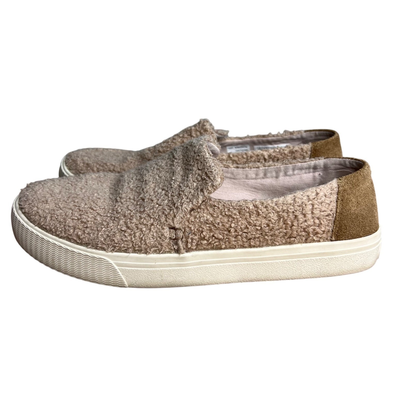 Toms Sunset Faux Sherling Slip On Shoes Womens 9.5 Fuzzy Teddy Tan