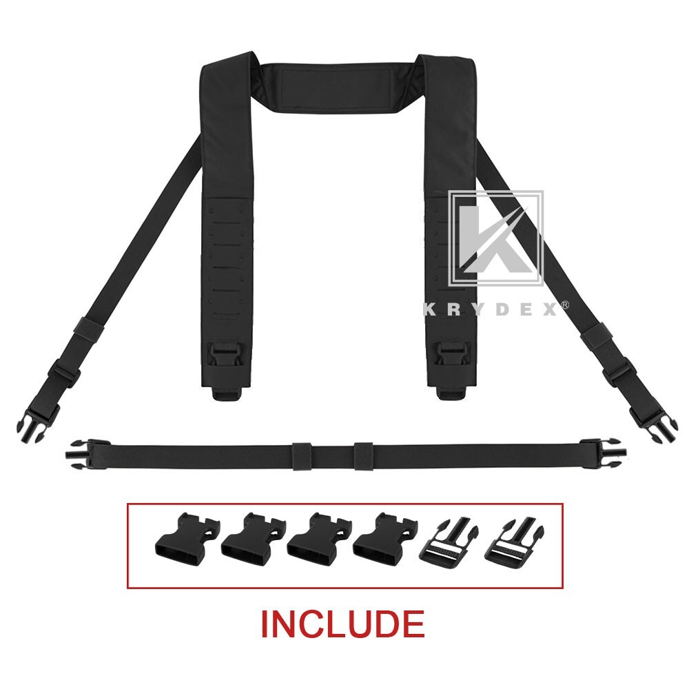 KRYDEX Fat Strap & Back Strap Shoulder Laser cut Molle for MK3/4 Chest Rig Black