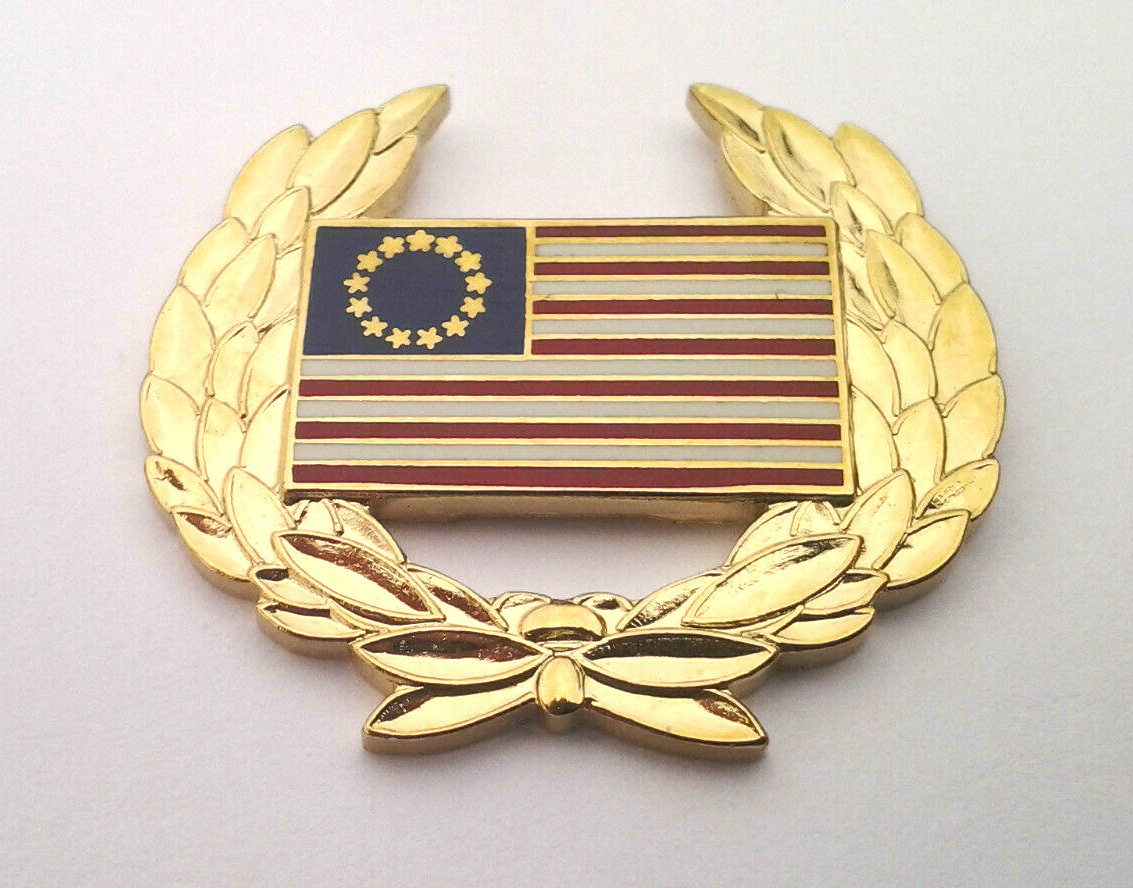 BETSY ROSS FLAG WITH WREATH (1-1/4") Military USA Hat Pin 14443 HO