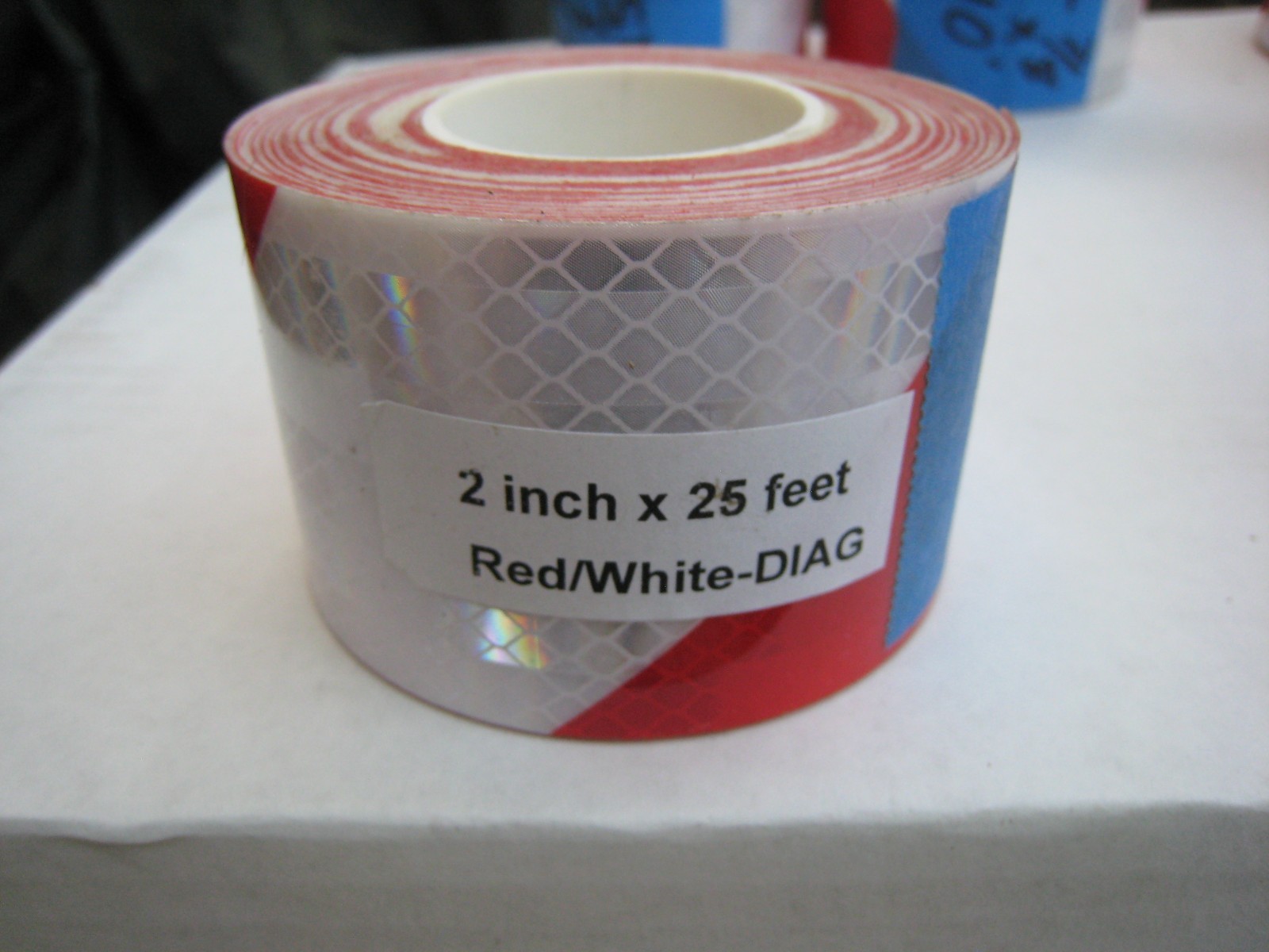 3M BRZ983L WHITE RED Reflective Diagonal Stripe Conspicuity Tape 2" x 25'