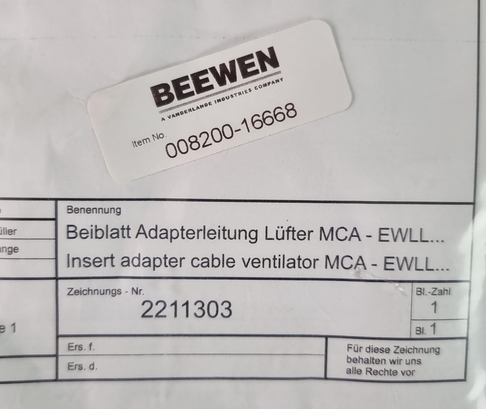 Lenze adapter cable MCA-EWLL