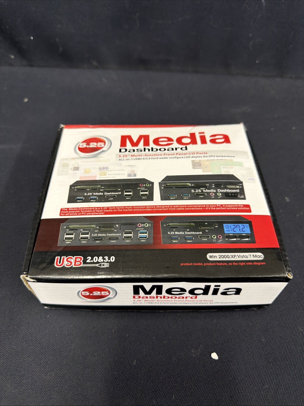 Excelvan 5.25" Media Dashboard USB 3.0 Front Panel Card Reader SATA eSATA